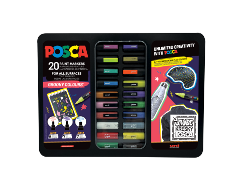 Set of Groovy Colours Posca Paint Marker Pens - Uni - 20 pcs.