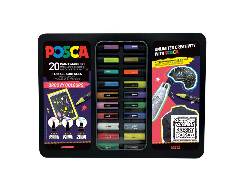 Set of Groovy Colours Posca Paint Marker Pens - Uni - 20 pcs.