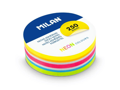 Karteczki samoprzylepne okrągłe - Milan - Fluo 6,7 cm 250 szt.