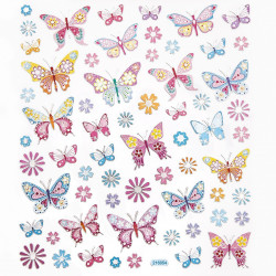 Stickers - Pastel butterflies & flowers, 63 pcs