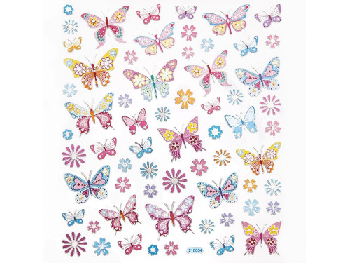 Stickers - Pastel butterflies & flowers, 63 pcs