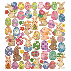 Stickers - Easter eggs and bunnies, 56 pcs