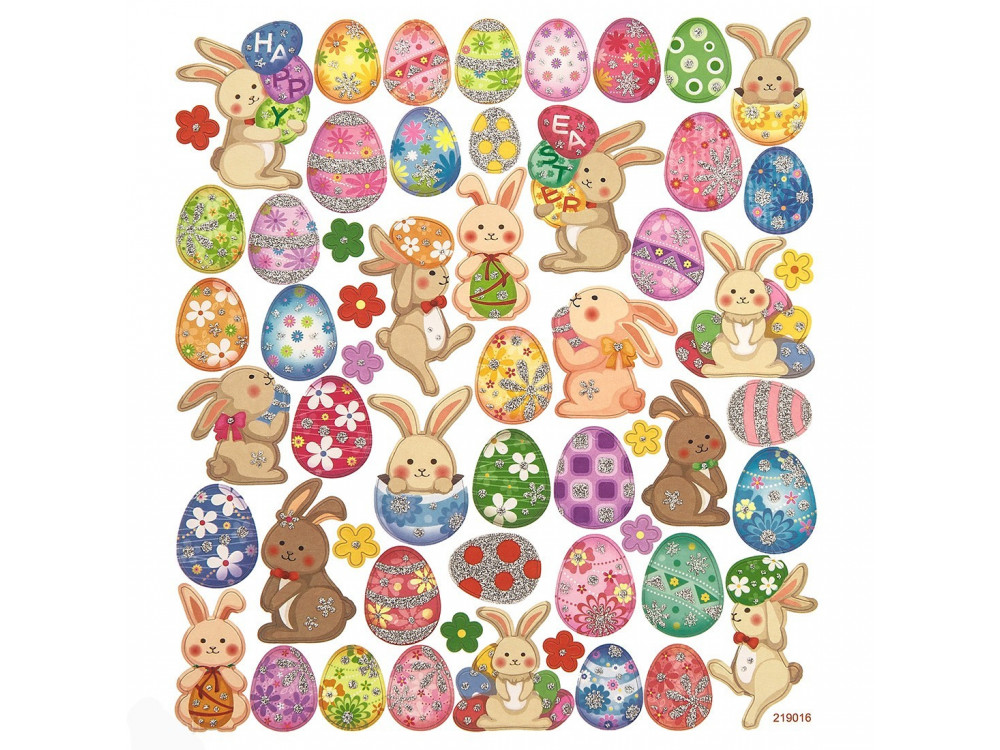 Stickers - Easter eggs and bunnies, 56 pcs