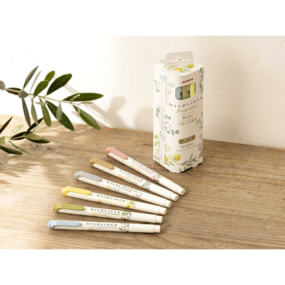 Zestaw dwustronnych zakreślaczy Mildliner Fragrance - Zebra - 6 szt.