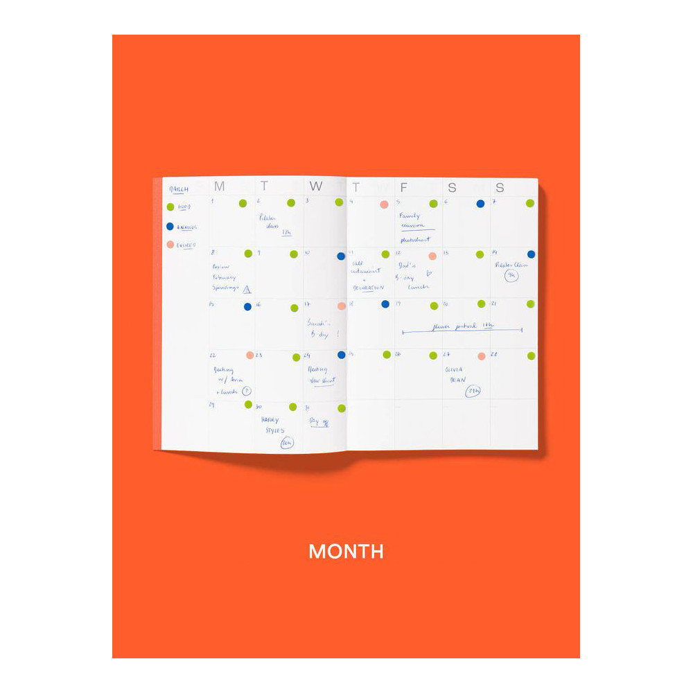Undated Planner Time-block A5 - Mishmash - Bright Red