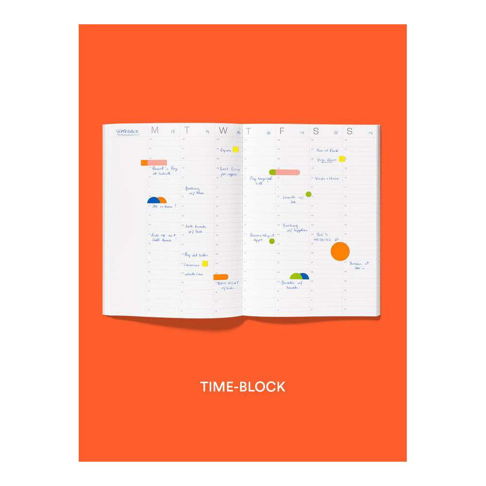Planner niedatowany Time-block A5 - mishmash - Bright Red