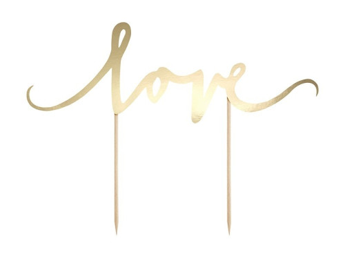 Cake topper Love - gold, 17cm, 1 pc.