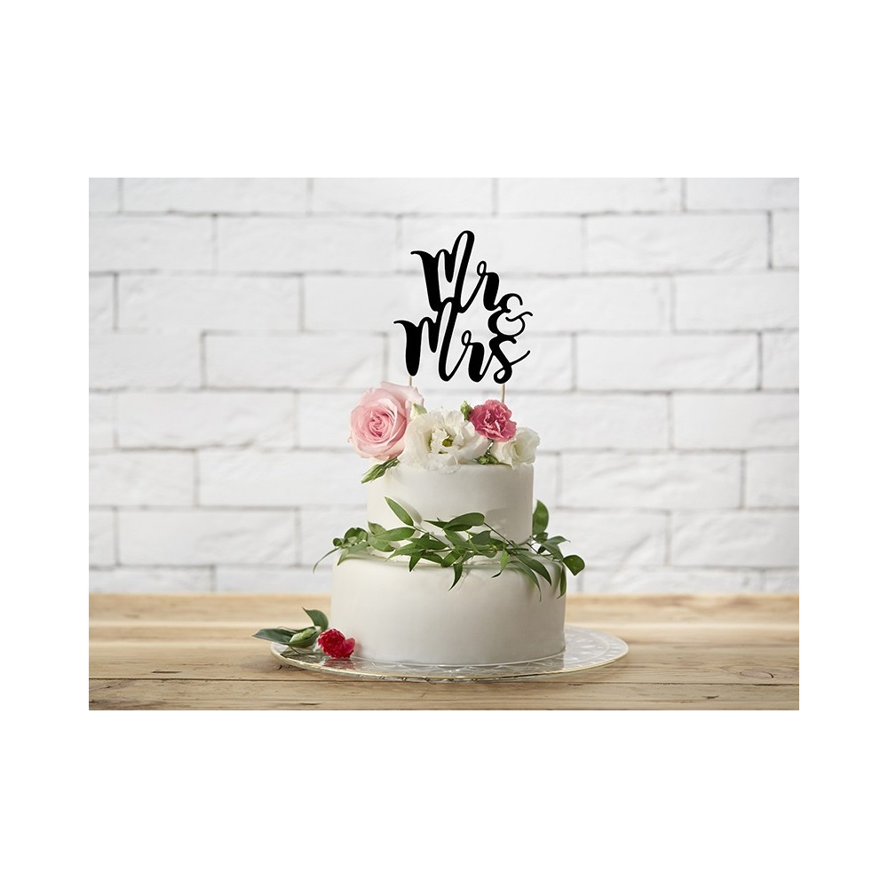 Cake topper Mrs & Mr - black,  25,5 cm