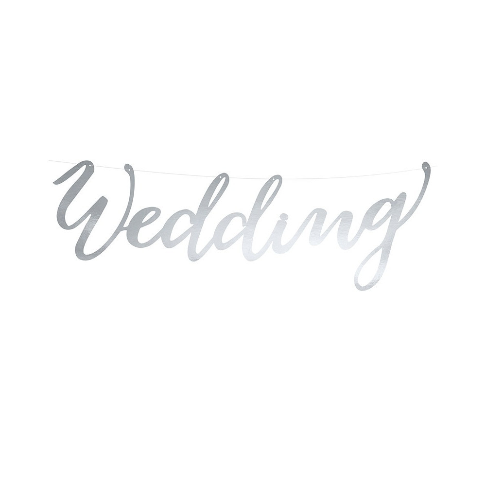 Baner Wedding - srebrny, 16,5 x 45 cm