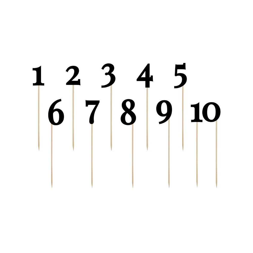 Table numbers - black, 24-26 cm, 11 pcs.