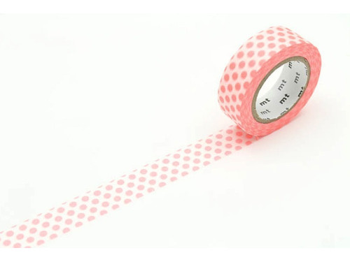 Taśma papierowa washi - MT Masking Tape - Dot Shocking Red, 10 m