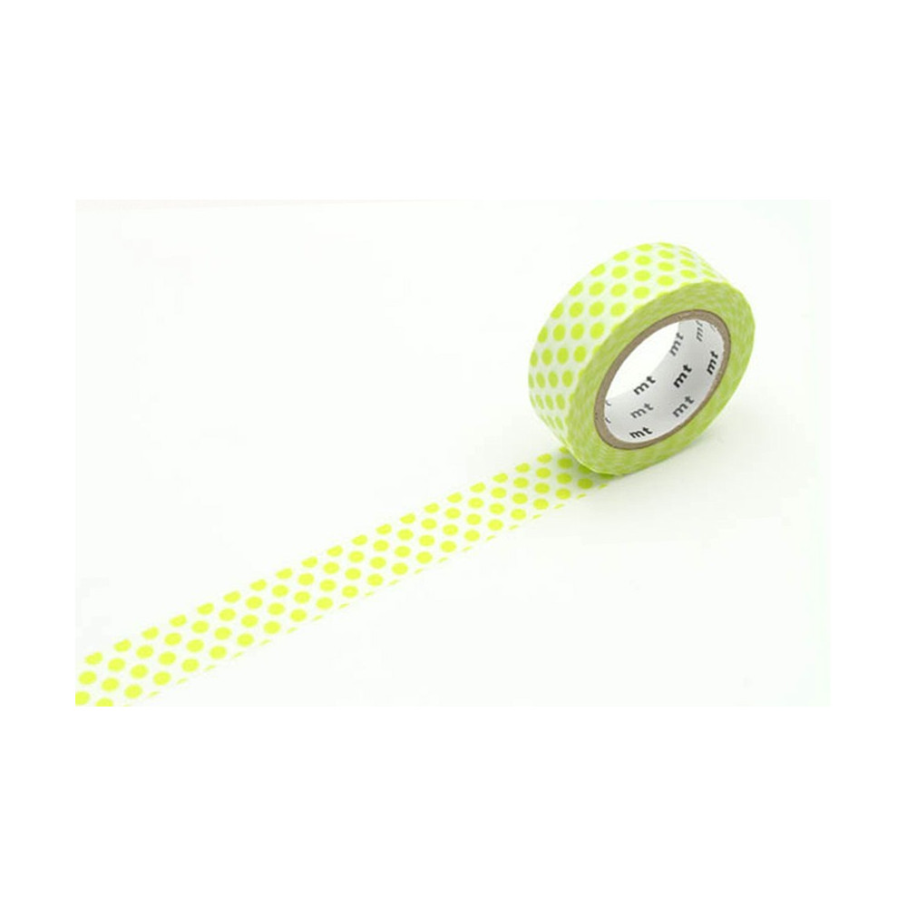 Taśma papierowa washi - MT Masking Tape - Dot Lime, 10 m