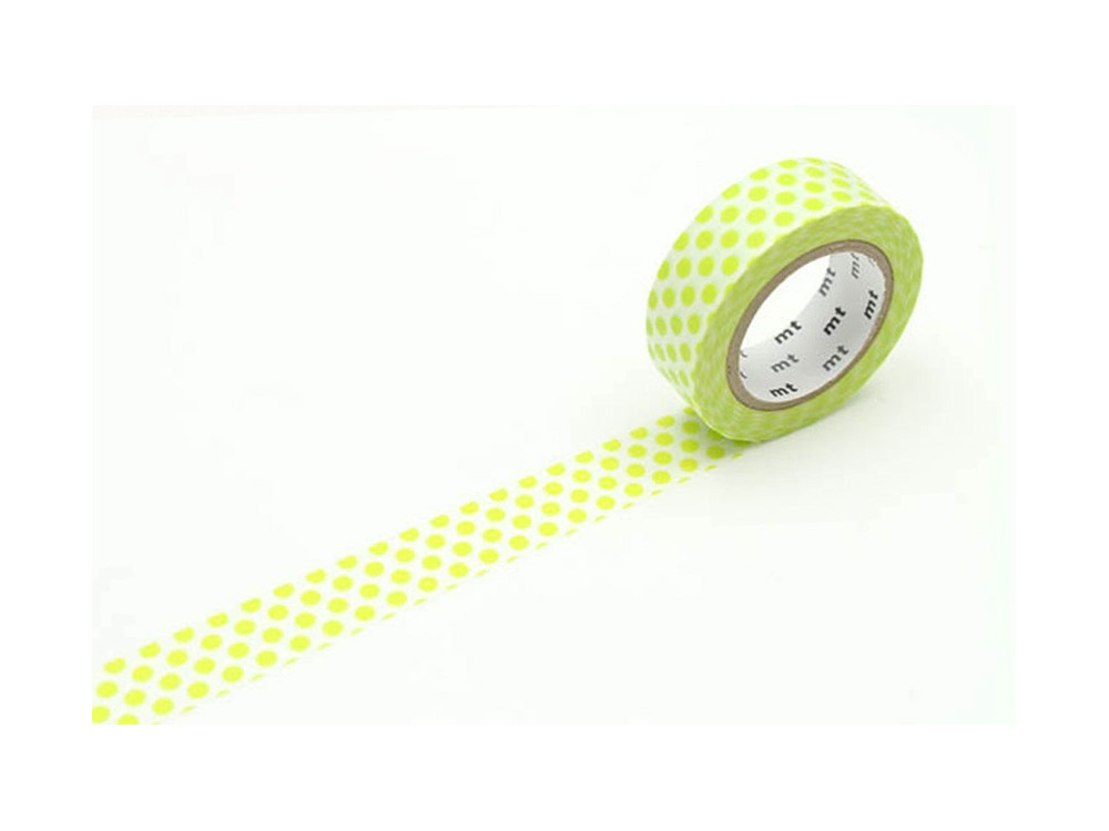 Taśma papierowa washi - MT Masking Tape - Dot Lime, 10 m