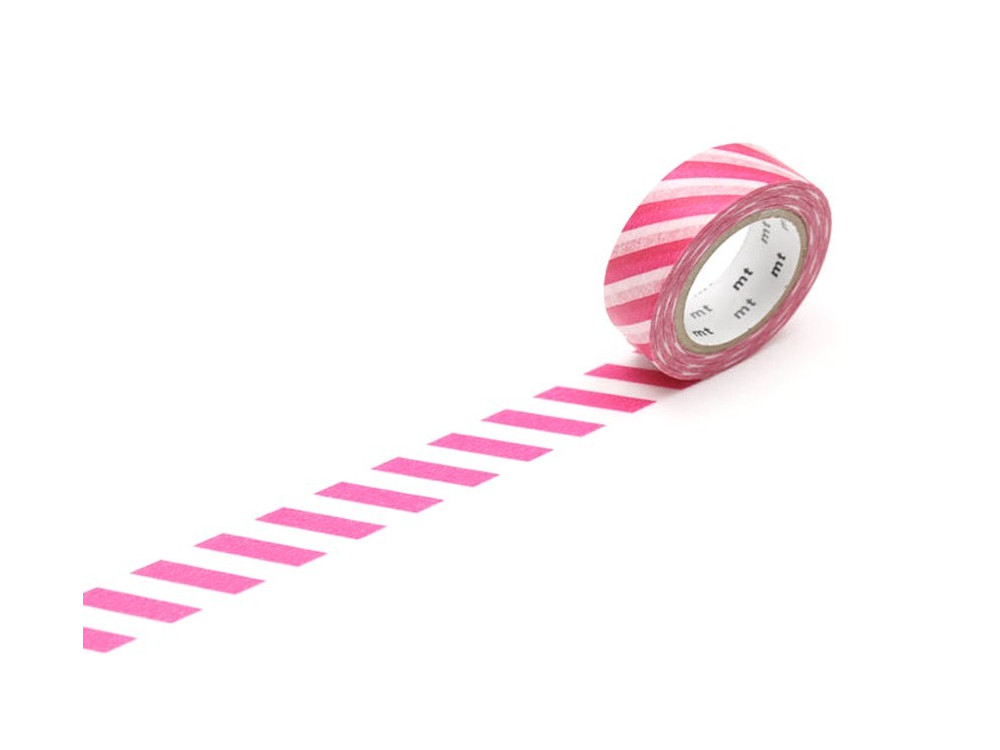 Taśma papierowa washi - MT Masking Tape  - Stripe Magenta, 10 m