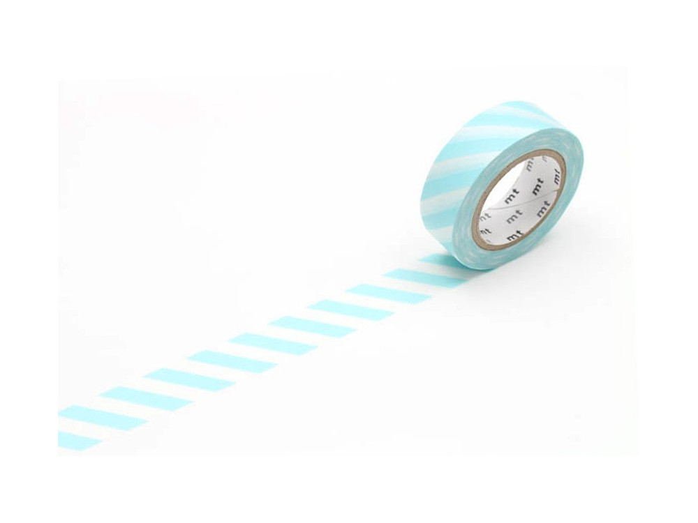 Taśma papierowa washi - MT Masking Tape  - Stripe Mint Blue, 10 m