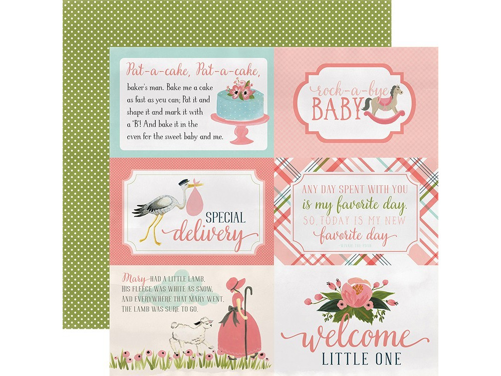 Papier Carta Bella RockABye Baby Girl 4x6 Journaling Cards ECCBRBG63002