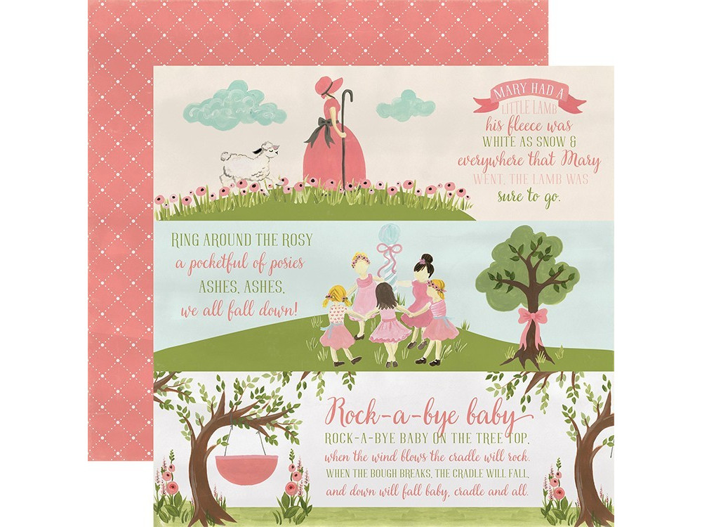 Papier 30 x 30 cm Carta Bella RockABye Baby Girl Girl Nursery Rhymes