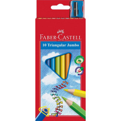 Jumbo crayons triangular 10 colors + pencil sharpener - Faber-Castell