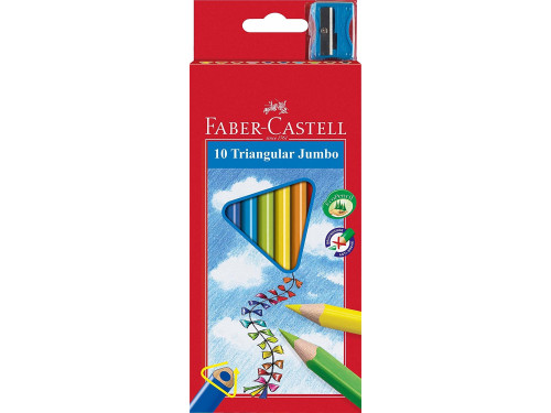 Jumbo crayons triangular 10 colors + pencil sharpener - Faber-Castell