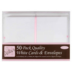 A6 Cards & Envelopes Set - Anita's - White, 50 pcs