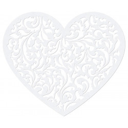 Serce papierowe ozdobne dekoracja - białe, 13,5 x 11,5 cm, 10 szt.