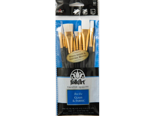 Folkart Brush Sets - Glass and Fabric Set, 10 pc.