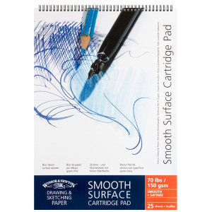 Winsor /& Newton Smooth Surface Cartridge Pads 130gsm A5 Artists Sketching Paper
