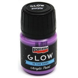 Farba akrylowa, świecąca w ciemności - Pentart - fioletowa, 30 ml