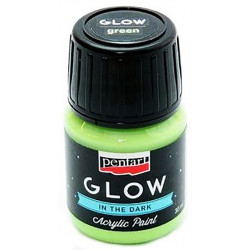 Farba akrylowa, świecąca w ciemności - Pentart - zielona, 30 ml
