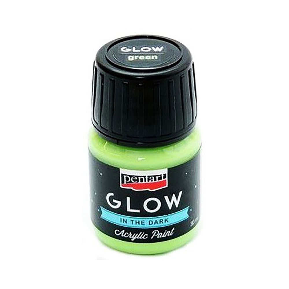 Farba akrylowa, świecąca w ciemności - Pentart - zielona, 30 ml