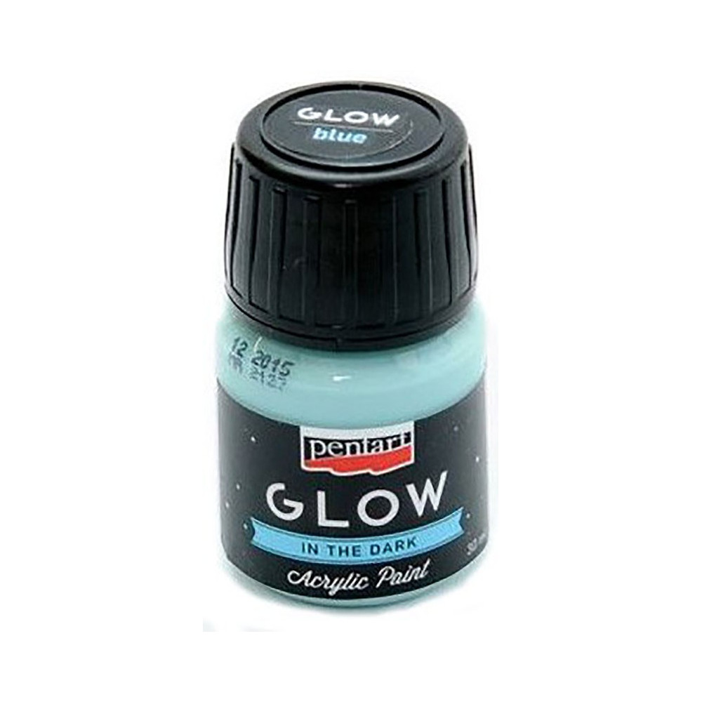 Glow in the dark acrylic paint - Pentart - blue, 30 ml