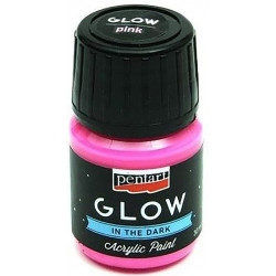 Glow in the dark acrylic paint - Pentart - pink, 30 ml