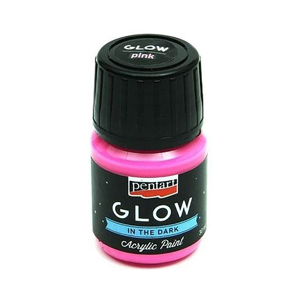 Farba akrylowa, świecąca w ciemności - Pentart - różowa, 30 ml