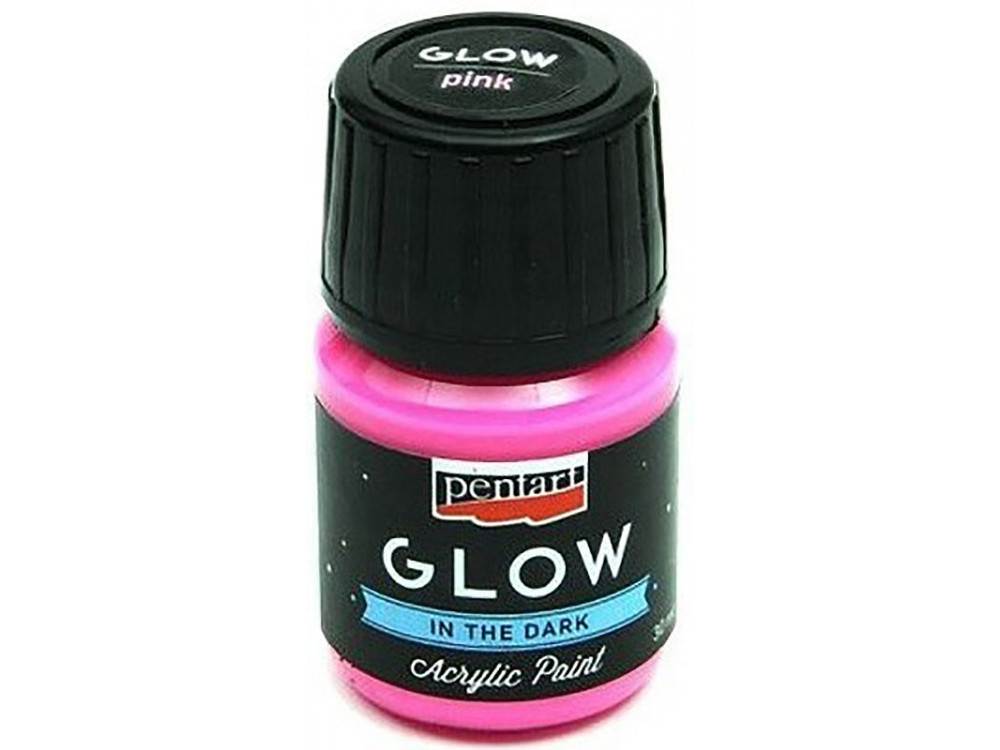 Farba akrylowa, świecąca w ciemności - Pentart - różowa, 30 ml