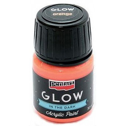 Farba akrylowa, świecąca w ciemności - Pentart - pomarańczowa, 30 ml