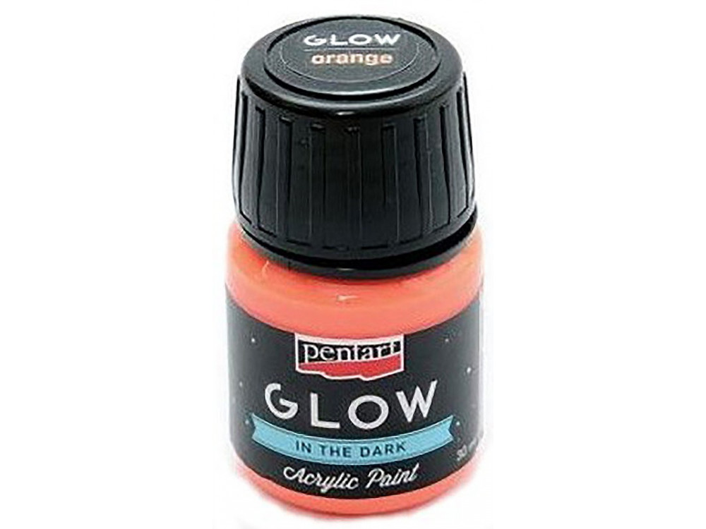 Farba akrylowa, świecąca w ciemności - Pentart - pomarańczowa, 30 ml