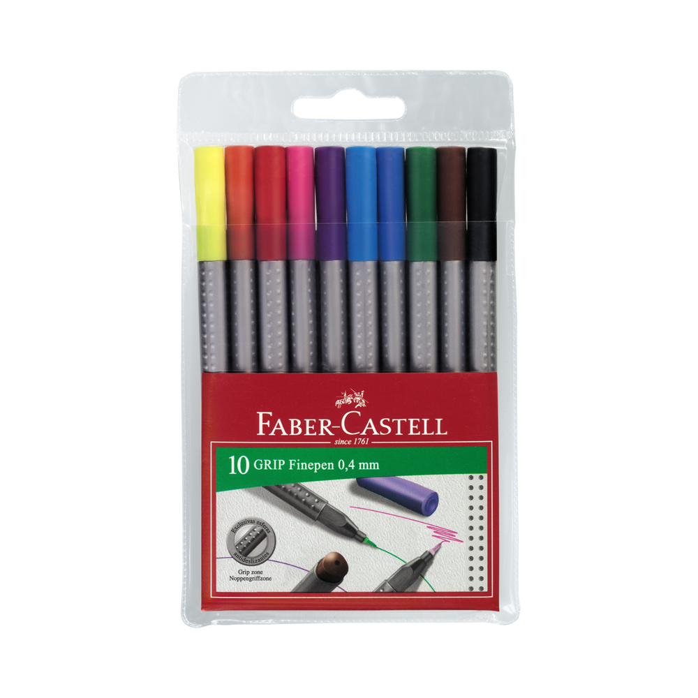 Fineliner Grip, 10 colors in case - Faber-Castell