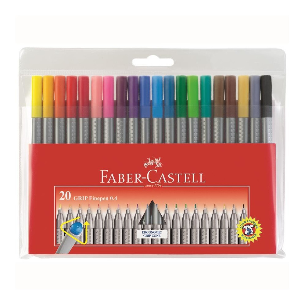 Fineliner Grip, 20 colors in case - Faber-Castell