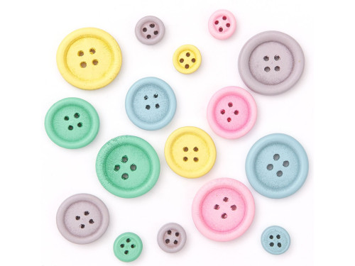 Wooden buttons - pastel, 30 pcs.