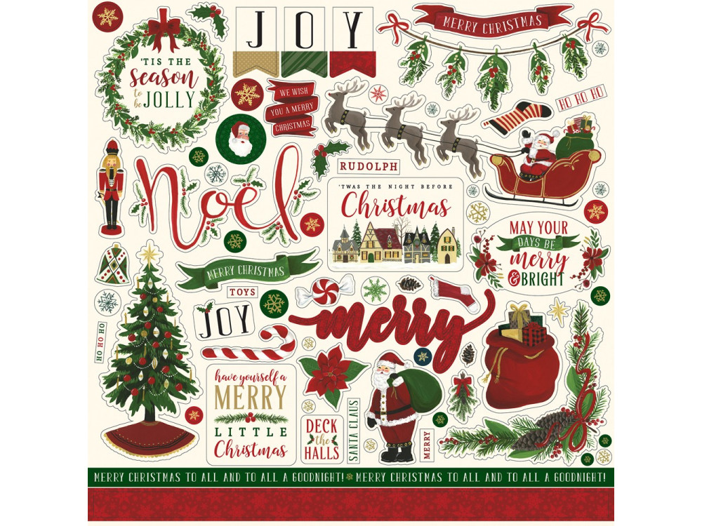 K/&Company DECK THE HALLS Stickers CHRISTMAS REINDEER TREE PRESENTS NEW