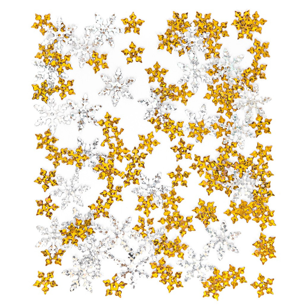 Snowflakes sequins - silver and gold, 15 g