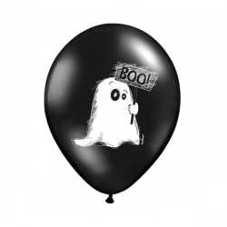 Ghost balloons - black, 30 cm, 6 pcs.