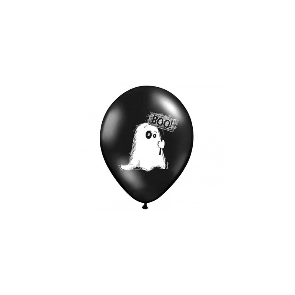 Ghost balloons - black, 30 cm, 6 pcs.