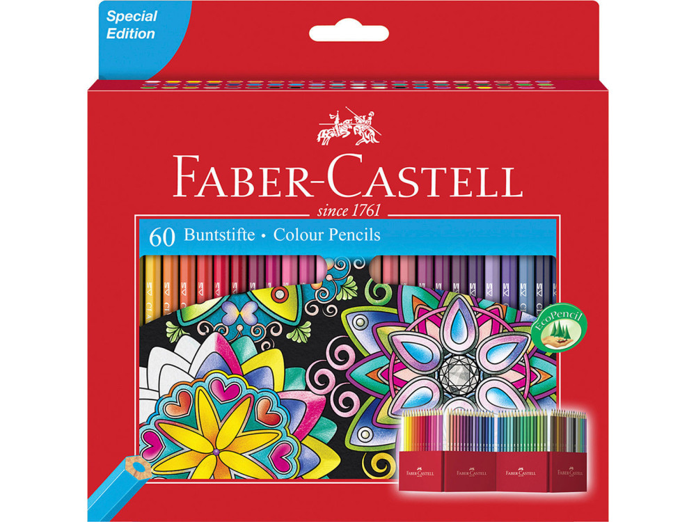 Zestaw kredek ołówkowych w pudełku, Zamek - Faber-Castell - 60 kolorów