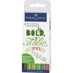 Pitt Artist Pen Green, 6 pieces - Faber-Castell