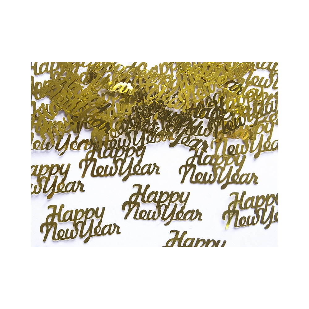 Konfetti Happy New Year - złote, 4 x 2 cm, 3 g