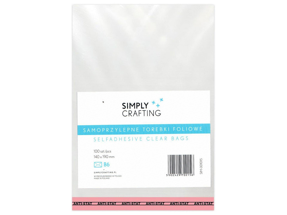Torebki, woreczki foliowe z klejem - Simply Crafting - B6, 100 szt.