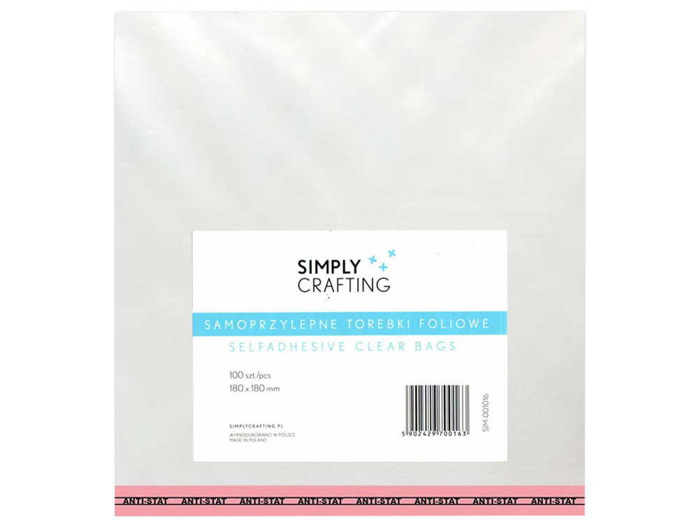 Self-adhesive foil plastic bags 18 x 18 cm 100 pcs