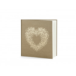 Księga gości złote serce - kraft, 20,5 x 20,5 cm, 22 kartki