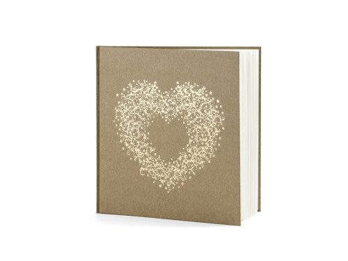Guest book gold heart - kraft, 21 x 19,7 cm, 22 sheets